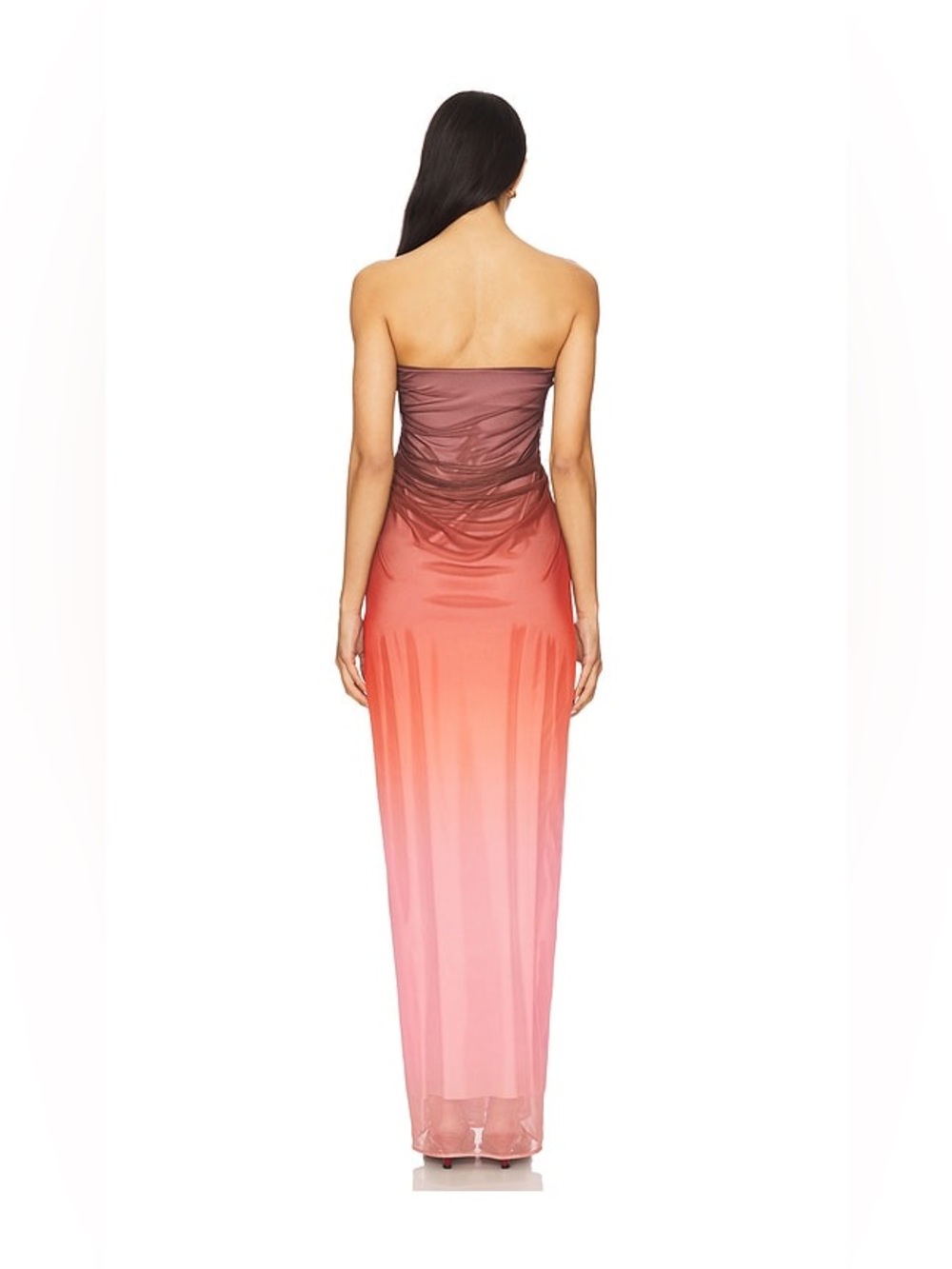 BAOBAB Lena Maxi Dress Cranberry Ombre Mesh Draped Gown BBAB-WD235 NWT XL - Picture 2 of 6